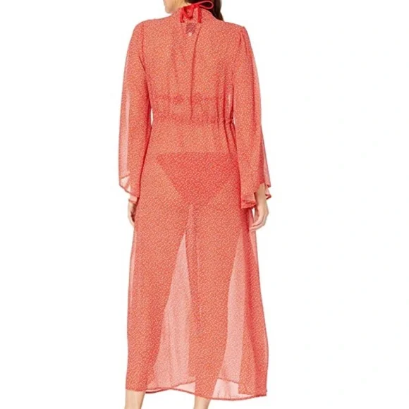 NWT Plush Chiffon Floral Bell Sleeve Kimono Dress Cover Up - Picture 3 of 9